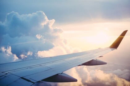 Aeroplane wing view